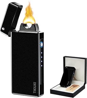 Electric Lighters Rechargeable with Projection Flameless Windproof Plasma Arc Lighter with Battery Indicator Portable Pocket Lighter for Candles,Fireworks （Matte Dark）