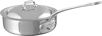 M'Cook 5-Ply Polished Stainless Steel Saute Pan With Lid, And Cast Stainless Steel Handle, 1.8-qt, Made In France