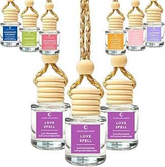 Golden Light Candles Car Air Freshener Hanging | Love Spell Car Air Fresheners | Long-Lasting Fragrance Oil Diffuser | Cute Scent Diffuser | Pack of 3 | Made in USA