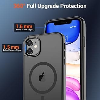 supfine Magnetic for iPhone 11 Phone Case(Compatible with MagSafe)(Military Grade Drop Protection) Slim Translucent Matte Shockproof with Anti-Fingerprint Phone Case,Black