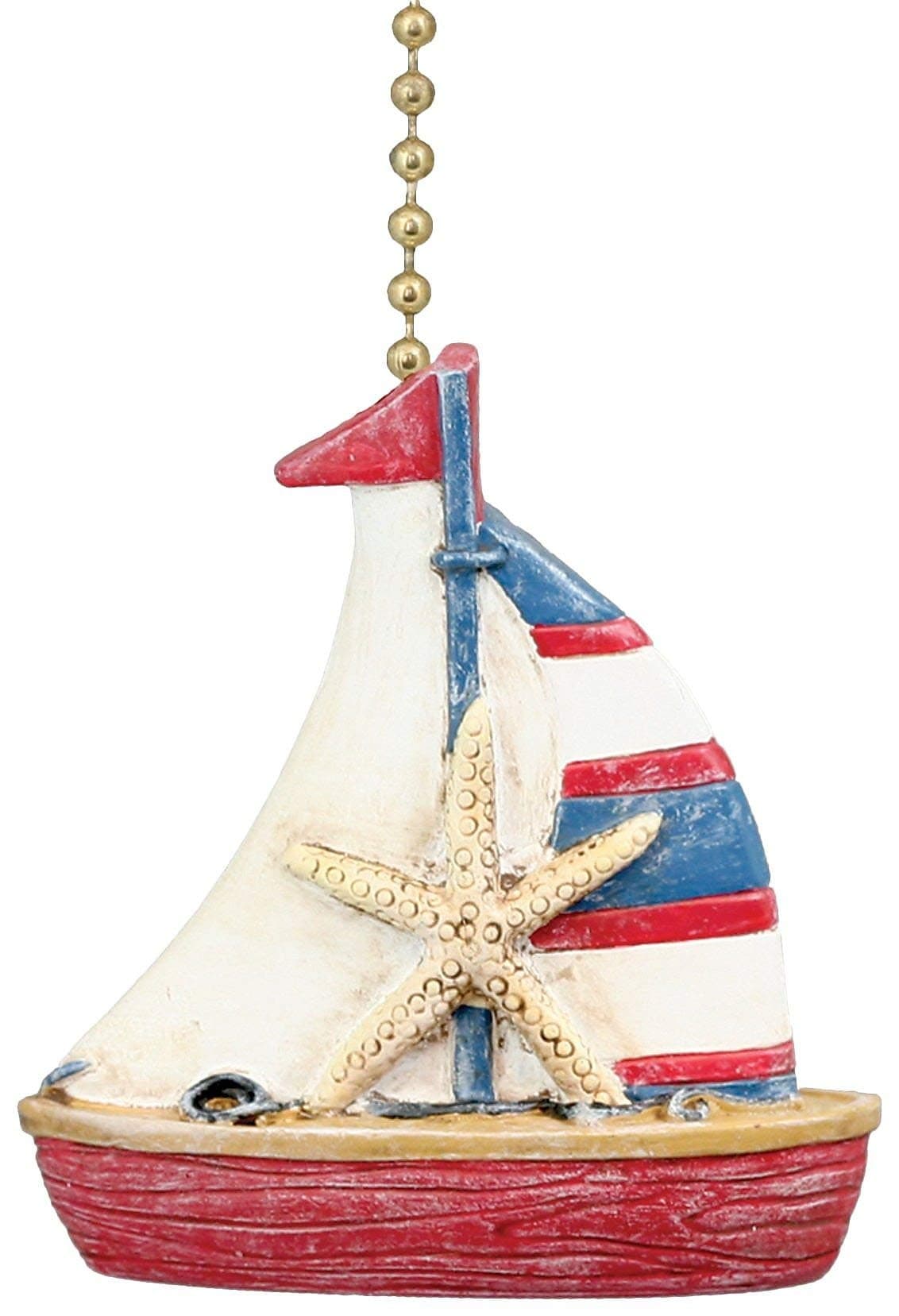 Nautical Coastal Sailboat Ceiling Fan Light Pull
