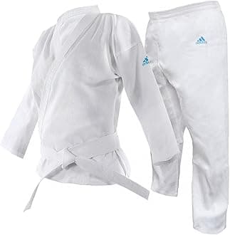 Adistart Karate Gi for Men, Women & Kids | Perfect for Training and Sparring | Lightweight Polycotton Martial Arts Uniform with Elasticated Waistband and White Belt (195g/7oz) 110-190cm