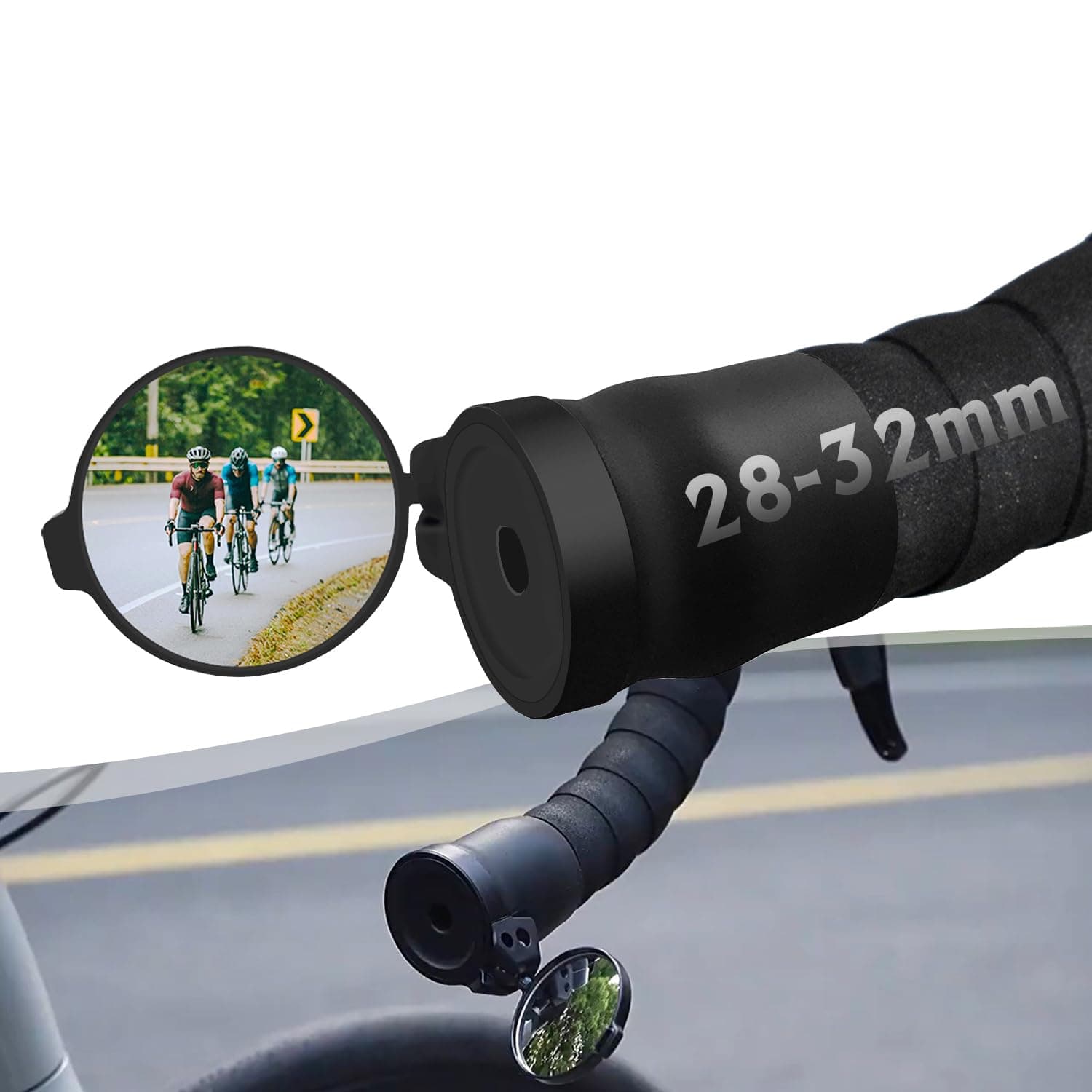 Arkham Bicycle Mirror for Handlebars - Mini Rear View, Foldable, 360 Rotatable Universal Mirror for Road Bike With Rubber Mounting Sleeve