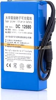 12V 2A Rechargeable Lithium Battery Pack 6800mAh for Led Light Bar,Car Robotics,Radio Solar and More,Power Supply with Charger