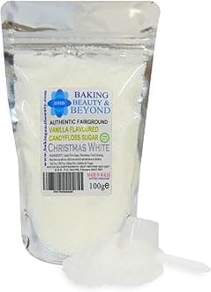 Baking Beauty and Beyond Premium Candy Floss Sugar 100g - Christmas White Vanilla Flavour