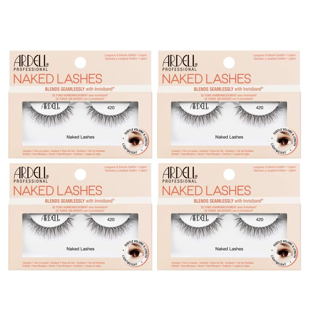 Naked Lashes 420 – Lightweight Natural Look False Eyelashes, Seamless Blend Strip Lashes with Invisiband, 4 Pairs