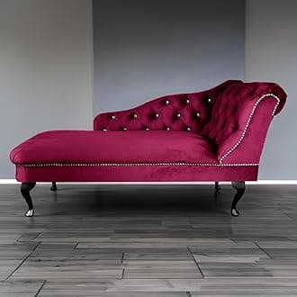 RegentTufted Chaise Lounge Sofa & Seating Handmade Velvet Living Room Bedroom Hallway Black Accent Chair (Right Hand, Fuschia)