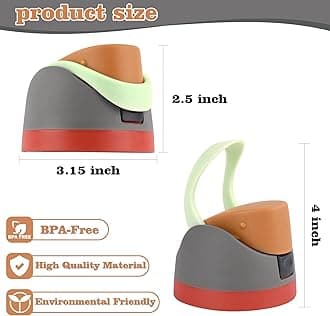 Moukiween Replacement Cap for Owala Freesip Bottle, One Button Water Bottle Top Lid Accessories Compatible with Owala Cup 16oz 24oz 32oz 40oz, BPA-Free, No Water Leakage, Grey Orange