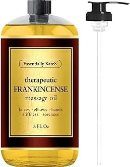 Essentially KateS Incense Massage Oil 8 Fl Oz - Knees, Elbows, Hips, Hands, Shoulders & Legs - 100% Pure Frankincense Oil Relaxes Pain & Stiffness
