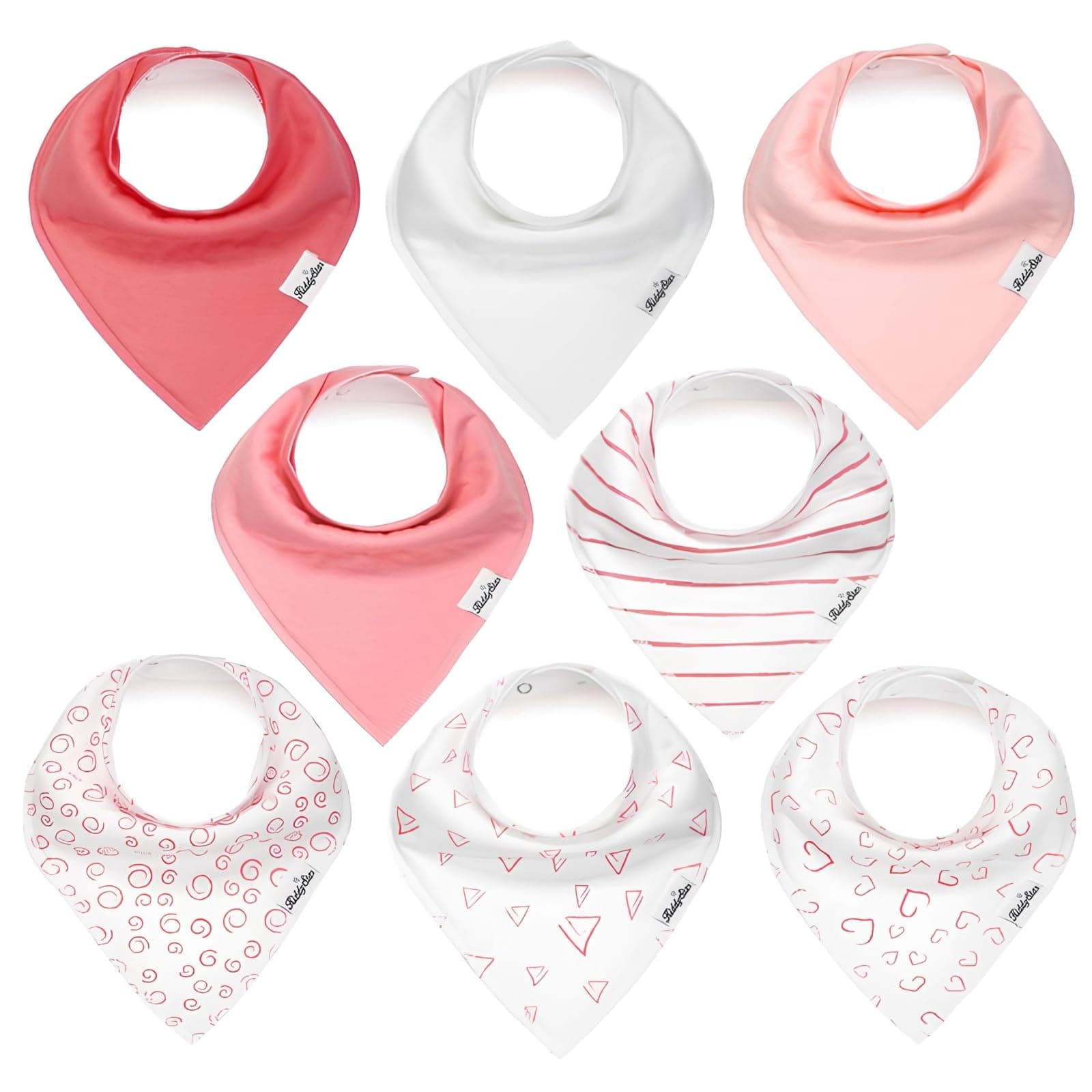 Double Layer Bandana Bibs - Thick, Multi Snaps, Organic Cotton - Soft & Absorbent - For Drooling, Teething, Feeding