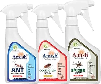 Amish Combo Pack Herbal Ant Cockroach & Spider Spray 250ml For Home Kitchen Ants & Cockroach, Spider|10 Minutes Formula|Removes Entire Colony|Powerful 100% Organic Repellent