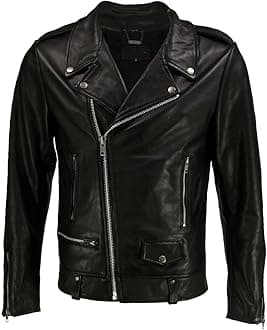 DECIMAL Men's Black Genuine Lambskin Leather Biker Jacket VINTAGE REAL BROWN MOTORCYCLE JACKETS FOR MEN