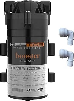 MEETOS SILVER Booster Pump 100 GPD, Motor 100 GPD with Elbow Compatible with All Types of Water Purifier, Noiseless, Universal Type Motor, 2 Year Warranty