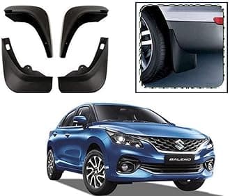 Plastic Mud Flaps for Maruti Suzuki Baleno 2022 and Above Models - Black Color (Pack of 4)
