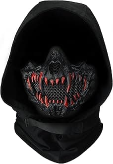Guayma Airsoft Half Face Skull Masks Tactical Face Protection Mesh Mask for Halloween Cosplay Paintball CS Games,Suit