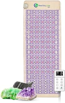 Advanced Infrared Heating Pad - Amethyst, Tourmaline and Jade Gemstones - Heated Mat with LED Red Lights, Negative Ions and Hot Crushed Stones (Full Pro 74" x 28")