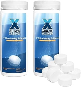 XtremeClear Value Pack 2 Pack 1" Chlorine Tabs, Long-Lasting Stabilized, Swimming Pool, Hot Tubs & Spa, Small Pool Sanitizer - Slow Dissolving Tablet, 3Lbs (1.5Lbs Each Bottle)