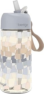 Bentgo® Kids Water Bottle (Whimsy & Wonder Collection) - Leak-Proof Durable Tritan™ 15 oz. Cup for Kids/Toddlers 3+; Flip-Up Safe-Sip Straw for School, Sports, Daycare, Camp & More (Checker Gradient)