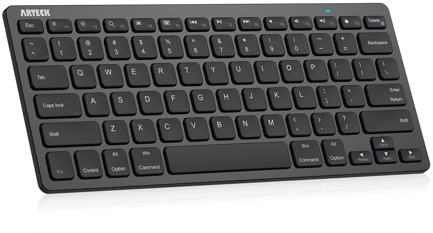 Arteck Ultra-Slim Bluetooth Keyboard Compatible with iPad 10.2-inch/iPad Air/iPad 9.7-inch/iPad Pro/iPad mini, iPhone and Other Bluetooth Enabled Devices Including iOS, Android, Windows, Black