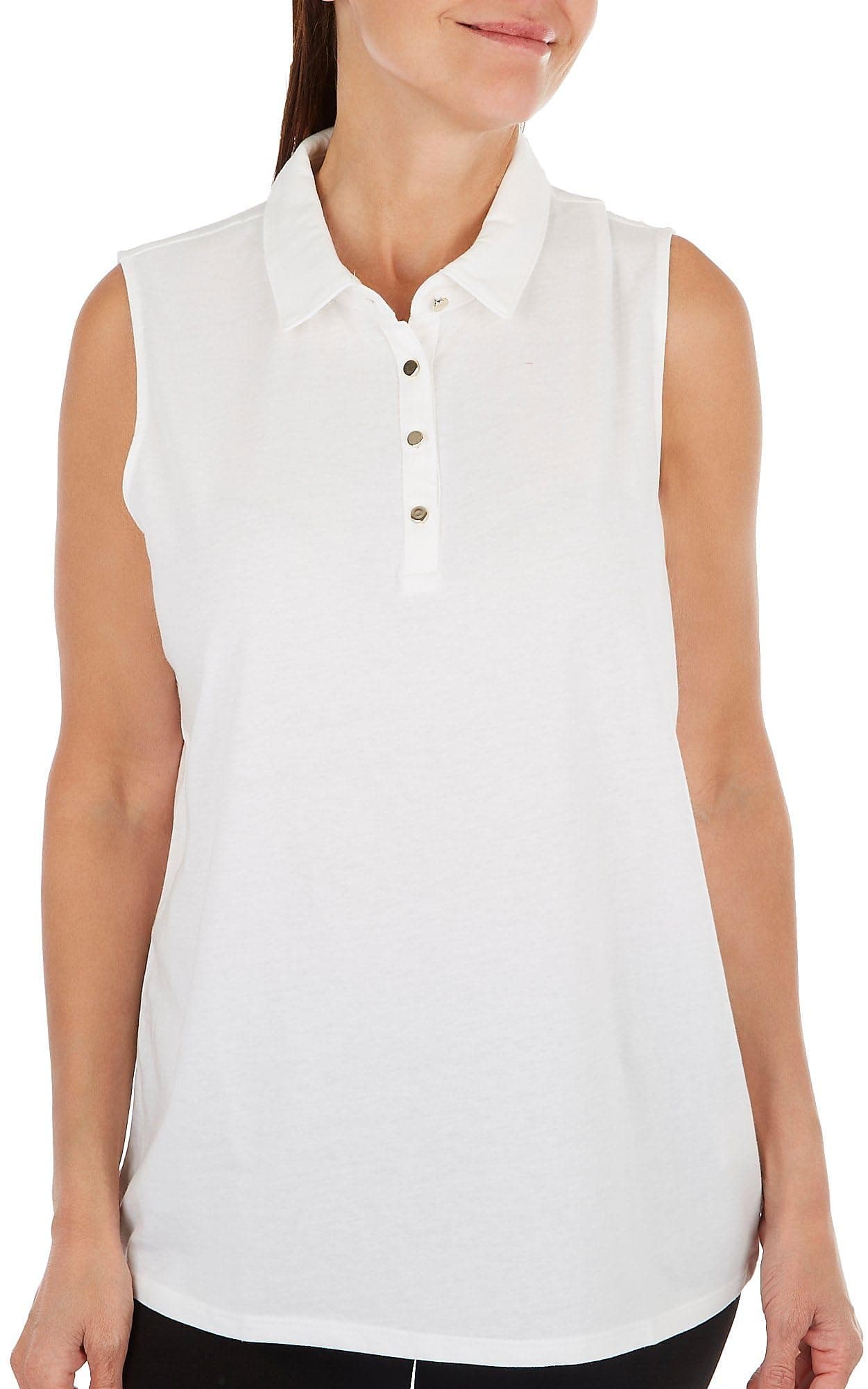 Stella ParkerWomen's Button Front Sleeveless Polo