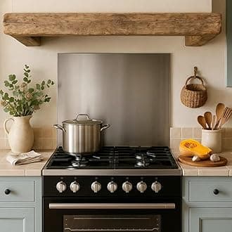 Stainless Steel Brushed Kitchen Splashback 1.2mm Thick Cooker Hob Wall – Multiple Size Options (600mm x 950mm)