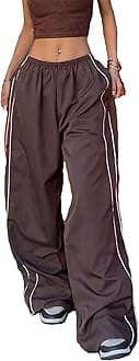Womens Parachute Pants Y2k Baggy Wide Leg Track Pants Elastic Waist Jogger Sweatpants Hiking Pants Trousers ﻿