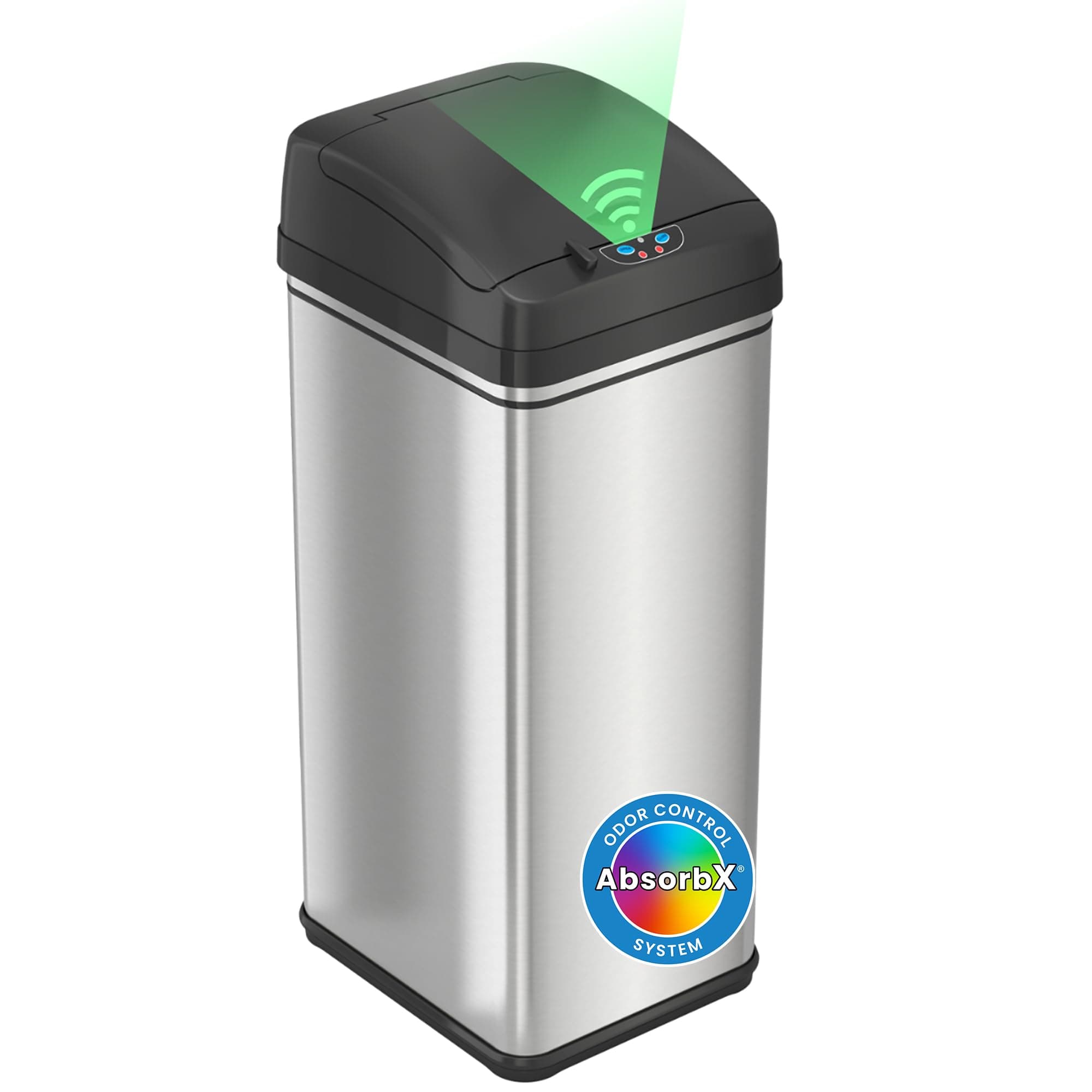 13 Gallon Patented Sensor Trash Can with Lid & Odor Filter, Original Inventor 50L Automatic Kitchen Garbage Bin, Fingerprint-Proof Stainless Steel, Pet-Proof Lock, Soft-Close, Silver