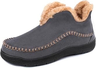 Men's Moccasin Bootie Slippers With Cozy Memory Foam, Winter Warm Fuzzy Indoor Outdoor House Shoes