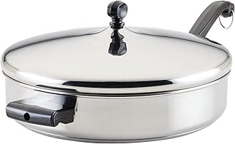 FarberwareClassic Saute Pan / Frying Pan / Fry Pan with Lid and Helper Handle - 4.5 Quart, Silver, 50012