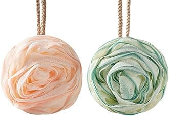 ECVV Large Bath Sponge Pouf Loofahs 2 Packs 70g Rose Friendly Exfoliating Mesh Brush Shower Ball Exfoliate, Body Scrubber, Cleanse, Soothe Skin Bathroom Accessories Men Women Wash Cleaning