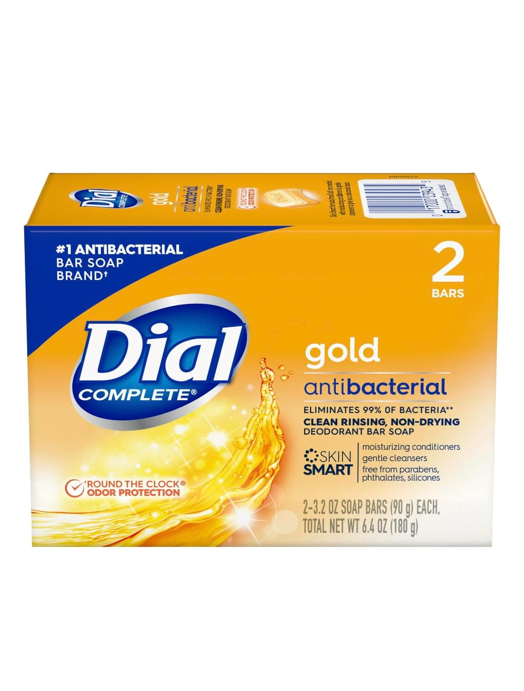 Gold Antibacterial Deodorant Soap, 2 Pack, Total Net Wt 6.4 oz