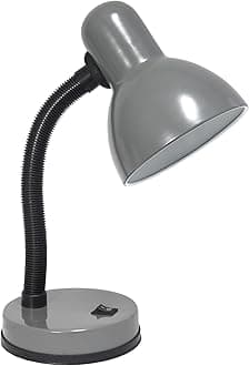 Simple Designs LD1088-GRY 14.25" Sleek and Sturdy Classic Gooseneck Study Desk Lamp, Gray