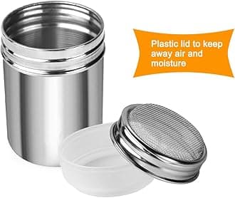 Accmor 2 Pack Powdered Sugar Shaker Duster, Cinnamon Shaker Flour Sifter, Fine Mesh Stainless Steel Dredge for Baking Soda Flour Cinnamon Cocoa