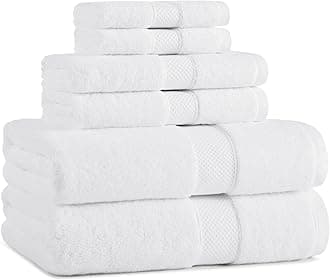 Aston & Arden Egyptian Bath Towel Set - Oversized Ultra Soft Thick & Absorbent, 100% Ringspun Egyptian Cotton Bathroom Towel for Spa, Hotel, 600 GSM, White