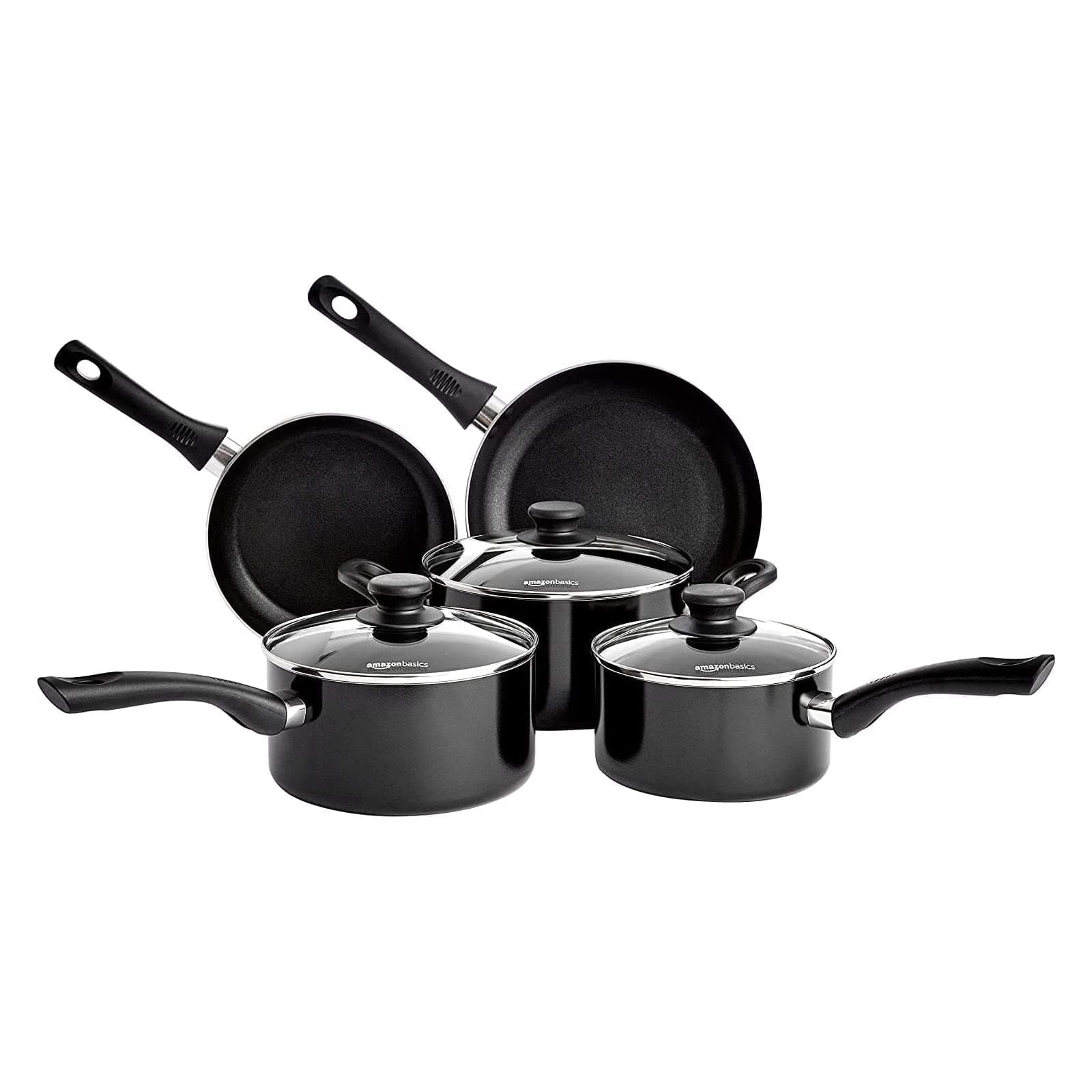 5-Piece Non Stick Induction Cookware Set, Including Frying Pan, Saucepan and Casserole with Lids, Black