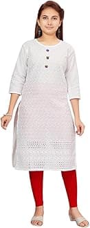 AarikaGirl's Cotton Regular Fit Casual Embroidery Kurti