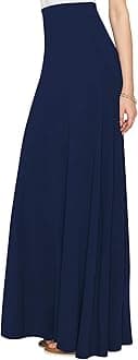 Women's Casual Comfy Stylish High Waist Flare Long Maxi Skirt – Available in Print & Solid Options