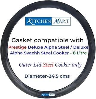Gasket compatible with Prestige Deluxe Alpha/Deluxe Alpha Svachh Steel Pressure cooker (8 Litres)