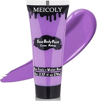 MEICOLY Cream Light Purple Face Body Paint,2.37Oz Large Tube Water Based Full Body Paint for Adults and Kids,Lavender Violet Face Paint for Halloween Stage SFX Special Effects Ursula Cosplay Makeup