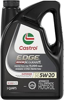 Castrol 03143C EDGE High Mileage Black ILSAC GF-5, API SN, ACEA A1, ACEA B1 5W20 Synthetic Motor Oil, 5 quart