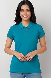 Womens Polo Collar Neck T-Shirt Top (Design: Solid)