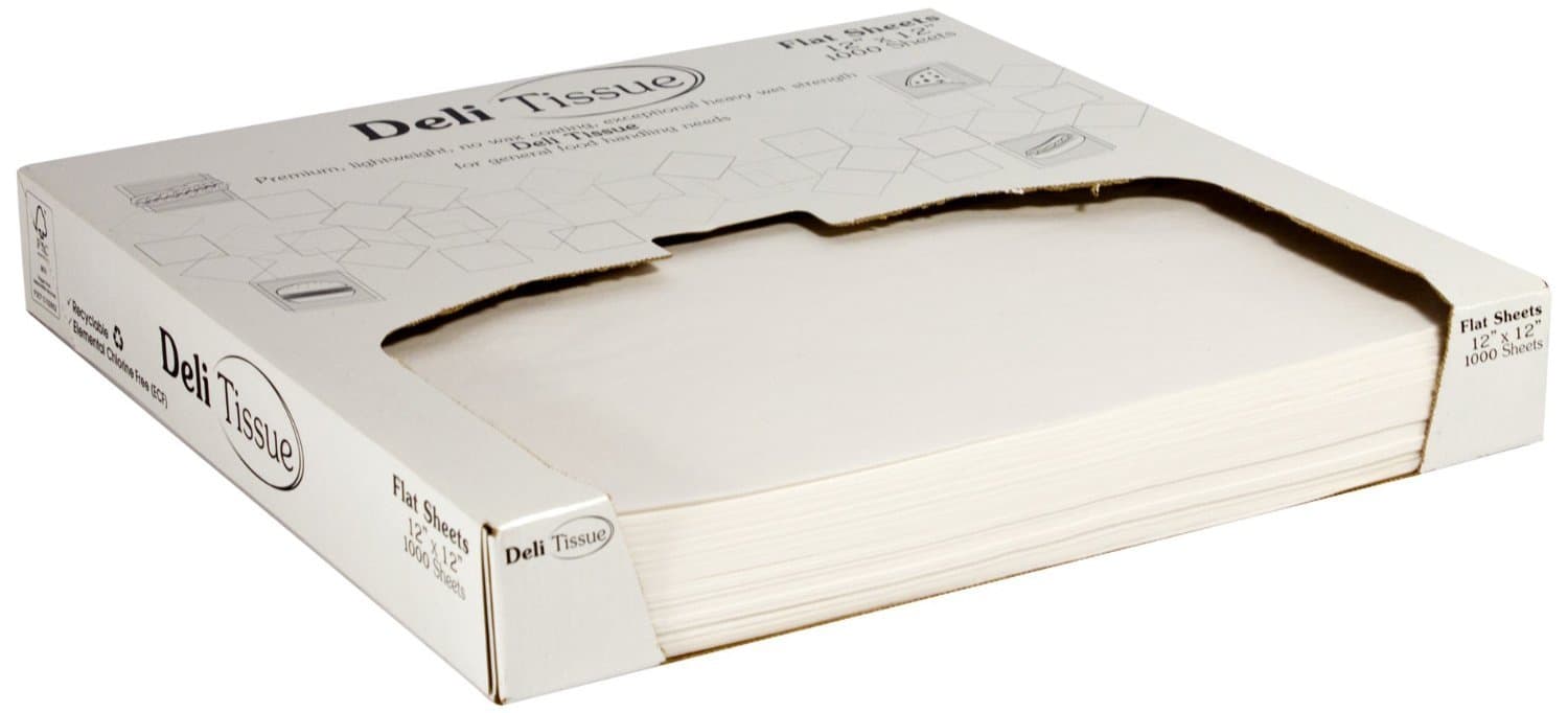 RestaurantWraps.com Unwaxed Menu Tissue, 12" x 12", White (10 Packs of 1000 Sheets)