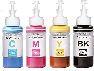 CANOFF Refill Ink for H.p. DeskJet 2723 All in One Wireless Inkjet Printer for H.p. 805 Ink Cartridge 100 ML Each Bottle Multi Color with Syringes (CMYK Refill Ink)