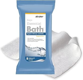 Stryker - Sage Essential Bath Cleansing Washcloths - 6 Packages, 48 Cloths - Fragrance Free, No-Rinse Bathing Wipes, Ultra-Soft and Medium Weight Cloth, Hypoallergenic