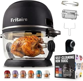 Non Toxic Air Fryer™ Pro | 9-in-1 Glass Air Fryer | Self-Cleaning | 5 Quart | Rotisserie and Tumbler | 400F Vortex For Even Cooking, BPA-Free Teflon Free, Recrisp, Roast, Bake, Black