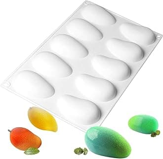 Mango Silicone Mold for Baking Mousse Cake, Fruit French Dessert, Pastry, Chocolate, Ice Cream, Cake Decoration Mold, 3D Mango Shape (10-Cavity)