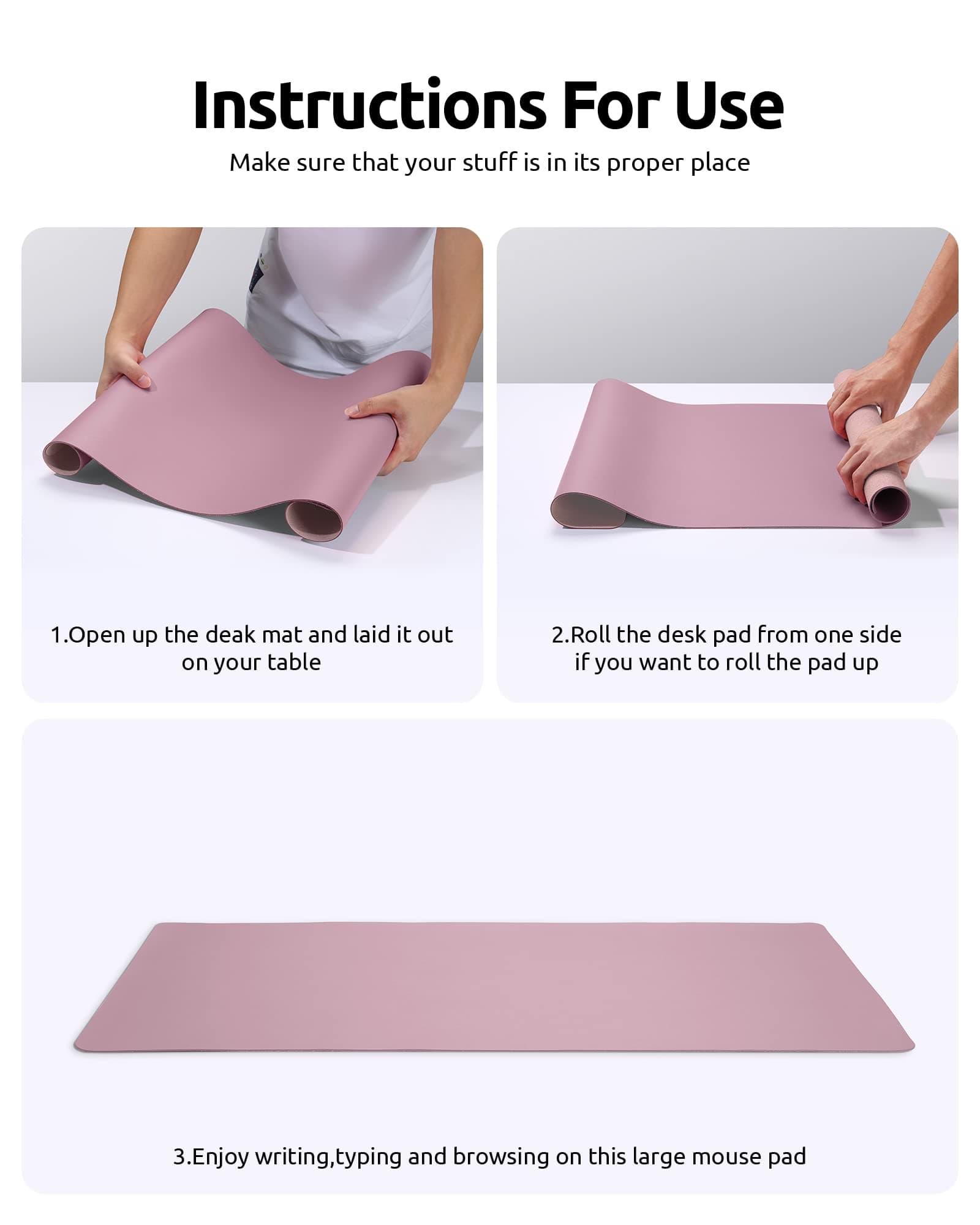 YSAGi Leather Desk Pad Protector, Office Desk Mat, Large Mouse Pad, Non-Slip PU Leather Desk Blotter, Laptop Desk Pad, Waterproof Desk Writing Pad for Office and Home (23.6" x 13.8", Pale Mauve)