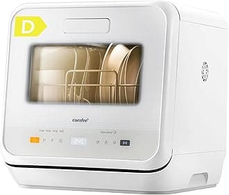 COMFEE‘ Table Top Dishwasher, Mini Countertop Dishwasher with 6+3 Programs, Steam Wash, Baby Care & Fruit Wash, No plumbing, Delay Start, 72H Storage, Perfect for Singles or Couples