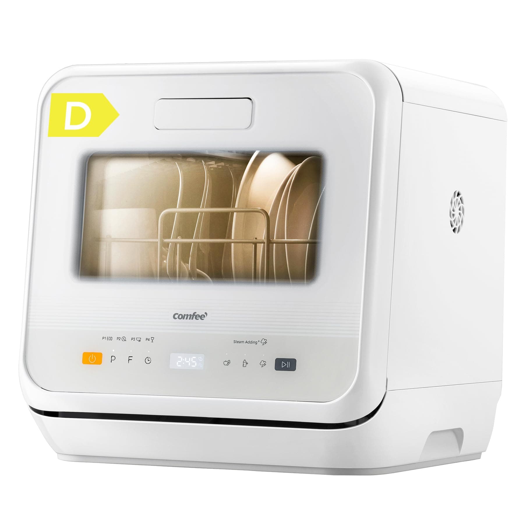 Table Top Dishwasher, Mini Countertop Dishwasher with 6+3 Programs, Steam Wash, Baby Care & Fruit Wash, No plumbing, Delay Start, 72H Storage - White