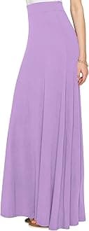 Lock and LoveWomen's Styleish Print/Solid High Waist Flare Long Maxi Skirt